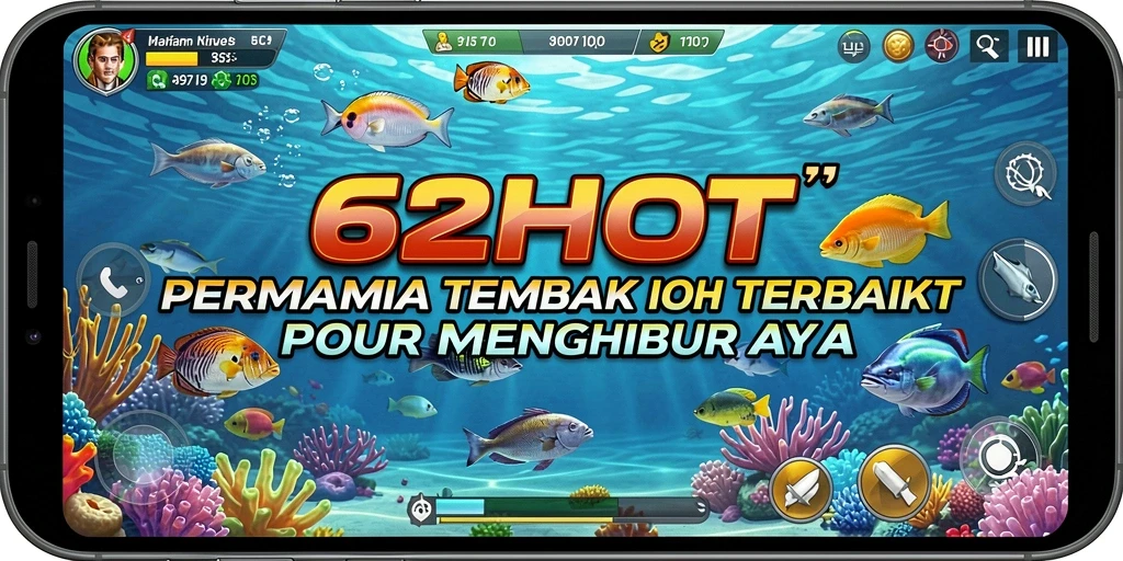 Screenshot gameplay 62HOT menampilkan aksi menembak ikan yang seru.
