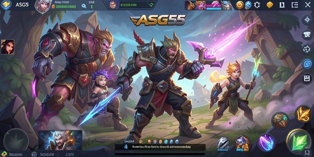 Tangkapan layar ASG55 menampilkan aksi pertarungan seru dalam arena MOBA.