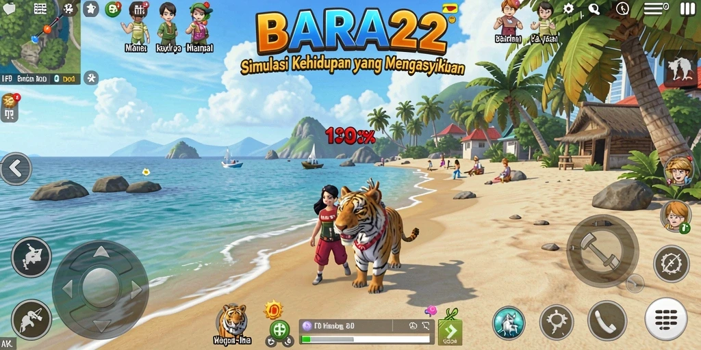 Screenshot utama BARA22 yang menunjukkan gameplay interaktif dan menarik.