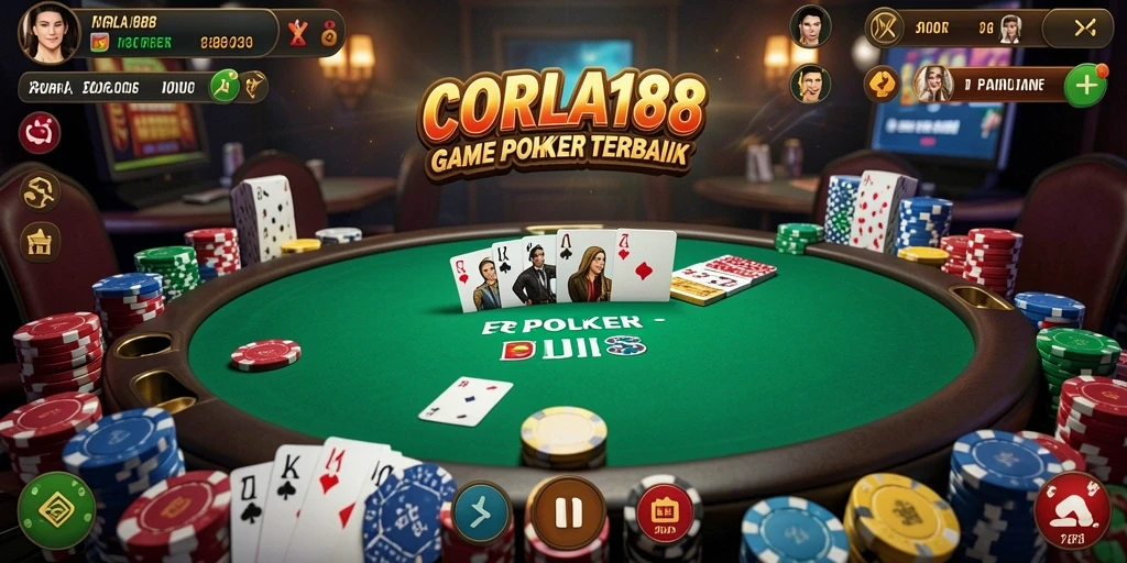Screenshot gameplay CORLA188 menunjukkan aksi seru permainan poker.