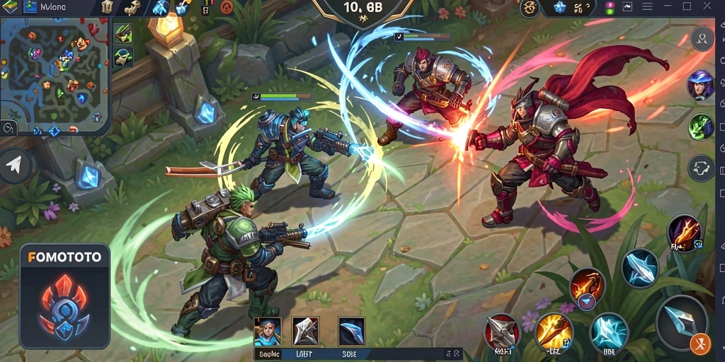 Gameplay mendebarkan dalam <strong>FOMOTOTO</strong> dengan karakter unik dan strategi tim.