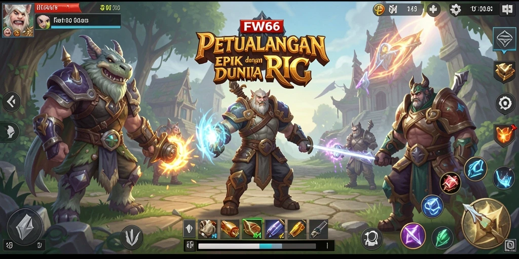 Screenshot utama FW66 menampilkan pertarungan seru di dunia RPG.