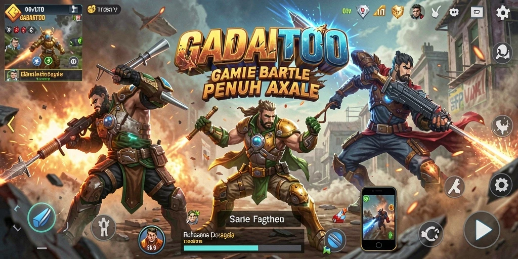 Tangkapan layar gameplay GADAITOTO dengan pertempuran Battle Royale yang intens.
