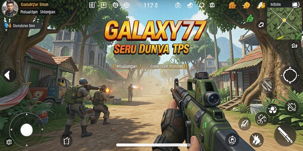 Tampilan gameplay seru di GALAXY77 dengan aksi menembak yang intens.