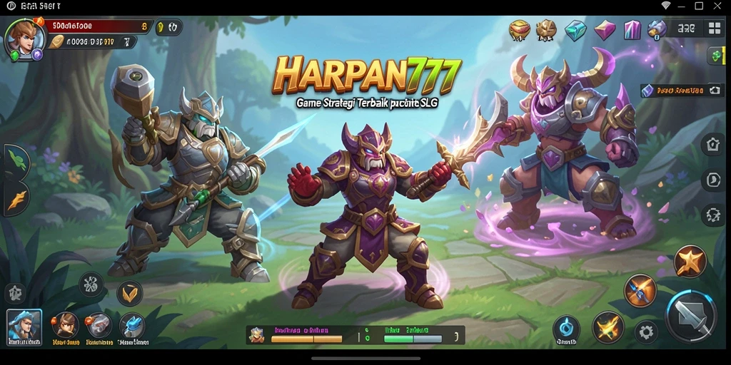 Tangkapan layar gameplay HARAPAN777 dengan karakter dan pertempuran yang intens.