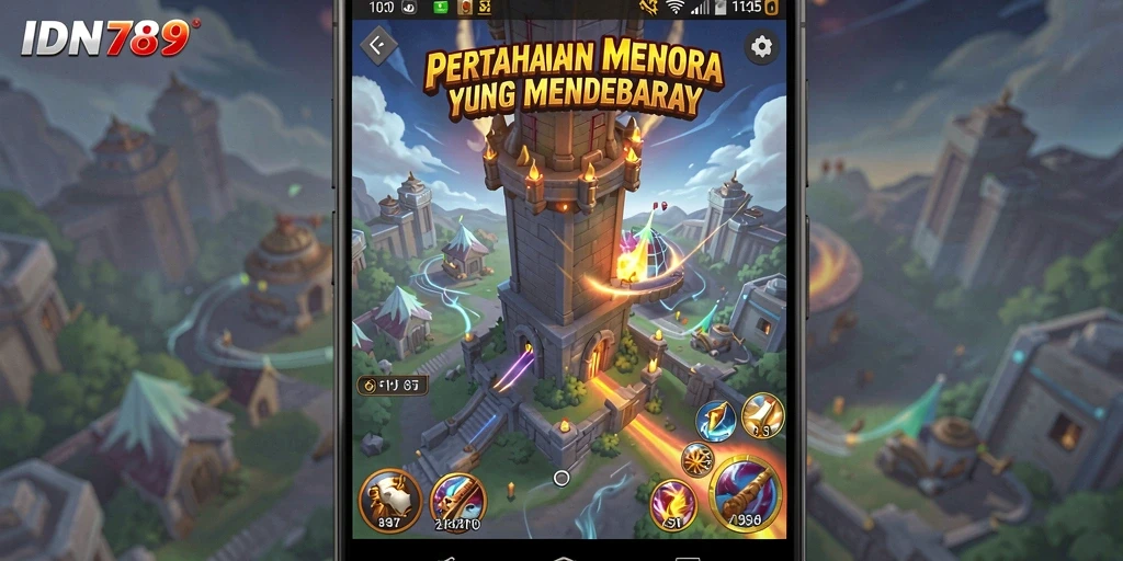 Screenshot gameplay Tower Defense IDN789 menunjukkan aksi yang mendebarkan.