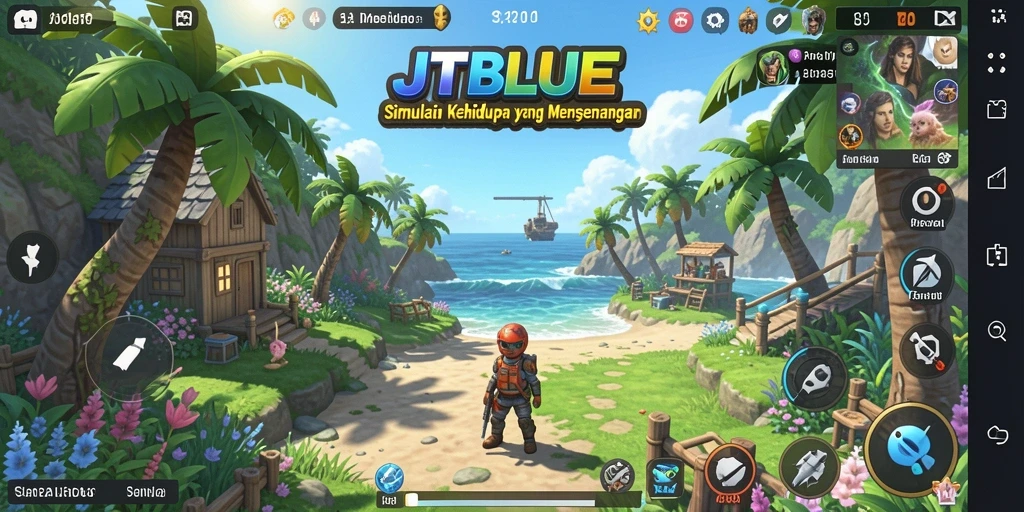 Tampilan gameplay JTBLUE dengan elemen interaktif yang menarik.