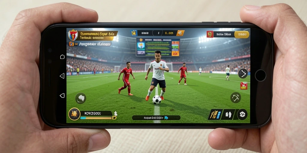 Tampilan gameplay menarik dalam KOKO5000 dengan aksi sepak bola mendebarkan.