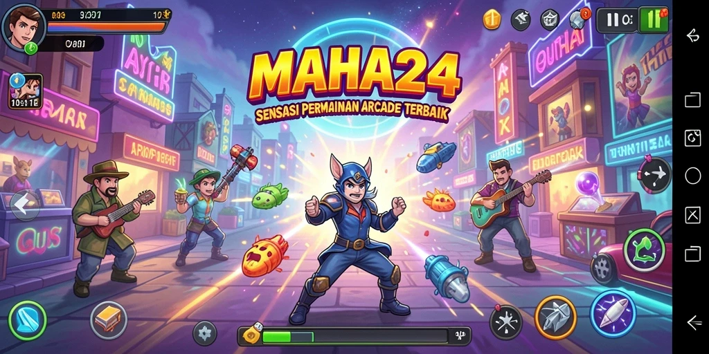 Screenshot gameplay utama MAHA24 dengan tampilan seru dan menantang.