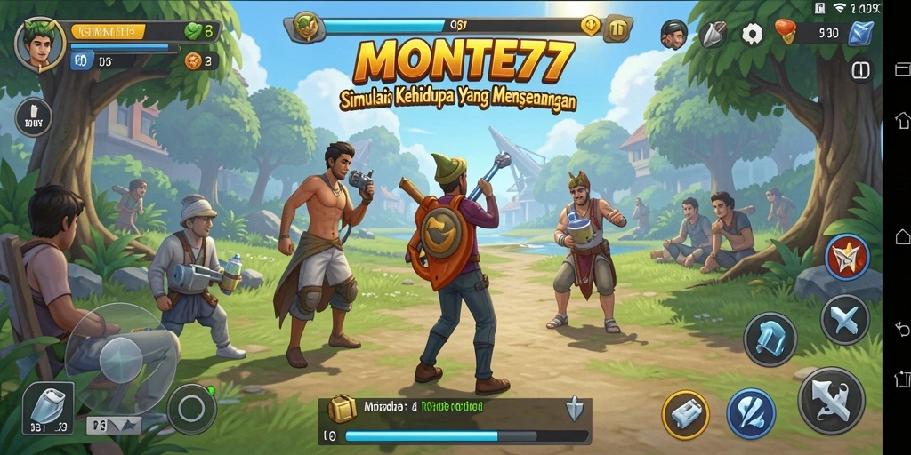 Tampilan gameplay MONTE77 yang penuh warna dan menarik.