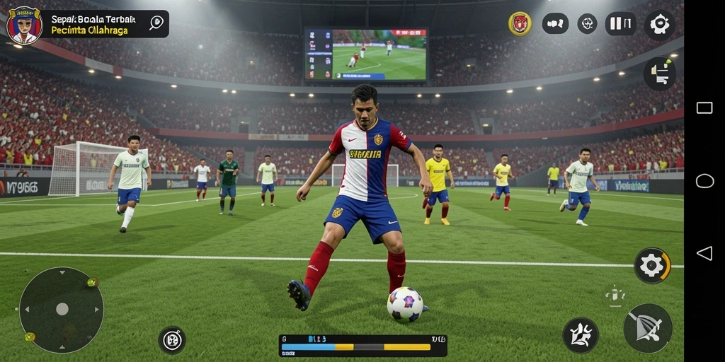 Skrinsut gameplay MT966 yang menampilkan aksi sepak bola mendebarkan.