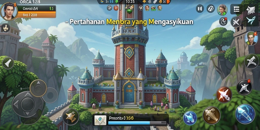 Tampilan seru pertempuran di ORCA128 Tower Defense.