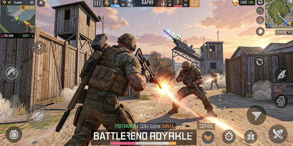 Screenshot utama RAP89 menampilkan gameplay seru Battle Royale.