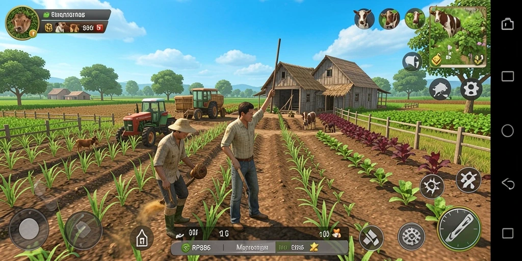 Tampilan gameplay menarik dari RP886 dalam bertani.