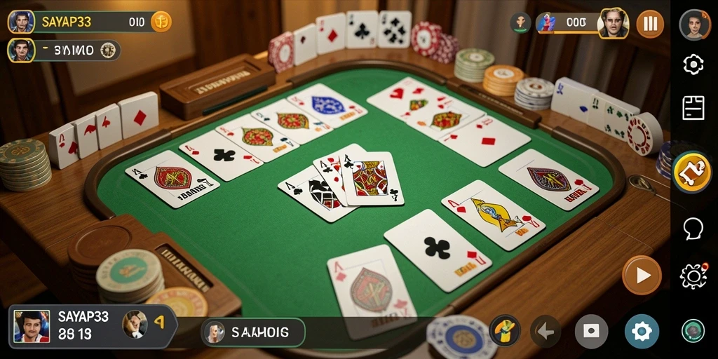 Tampilan seru dari gameplay Gaple SAYAP33.