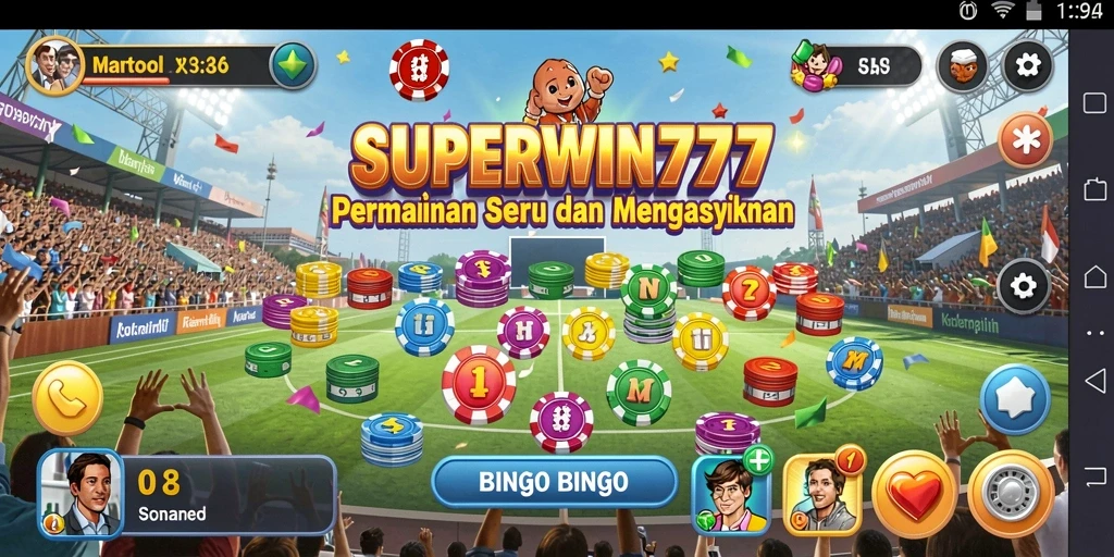 Tampilan utama SUPERWIN777 yang menampilkan gameplay Bingo yang seru.