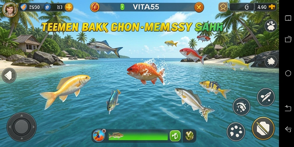 Screenshot menunjukkan aksi seru dalam permainan Tembak Ikan VITA555.